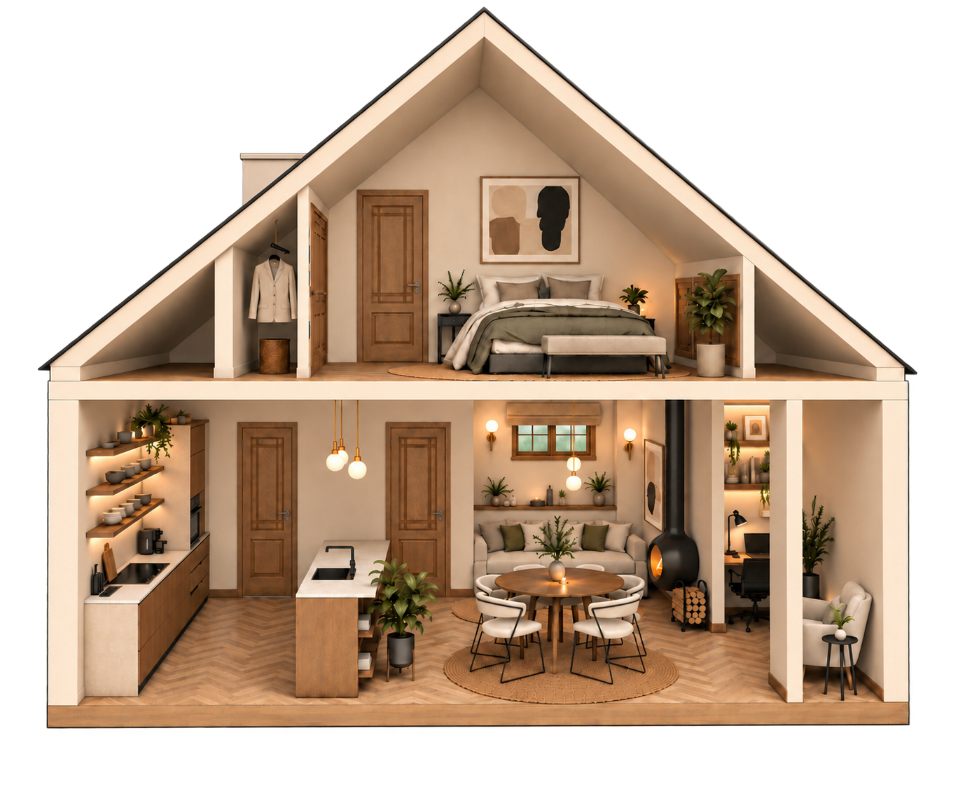 Doorsnede van een woning in een artist impression