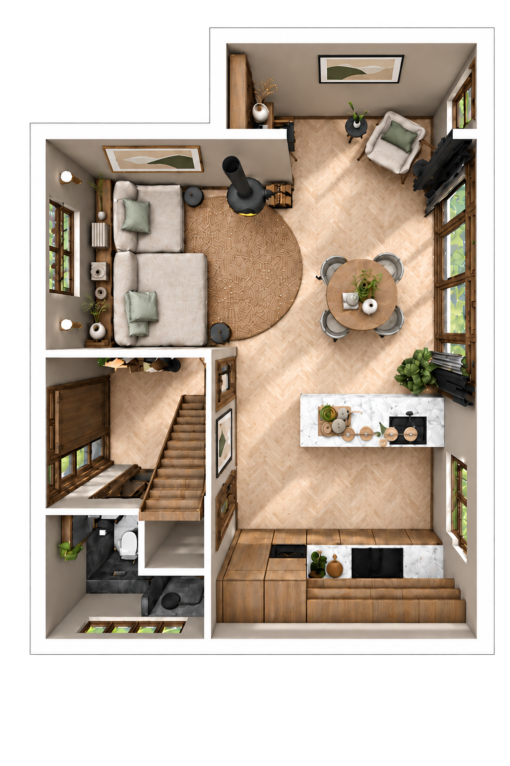 Van een onlogisch ingedeelde woning met een kleine entree naar een sfeervol thuis met een royale hal en directe toegang tot de badkamer en bovenverdieping. – foto 3