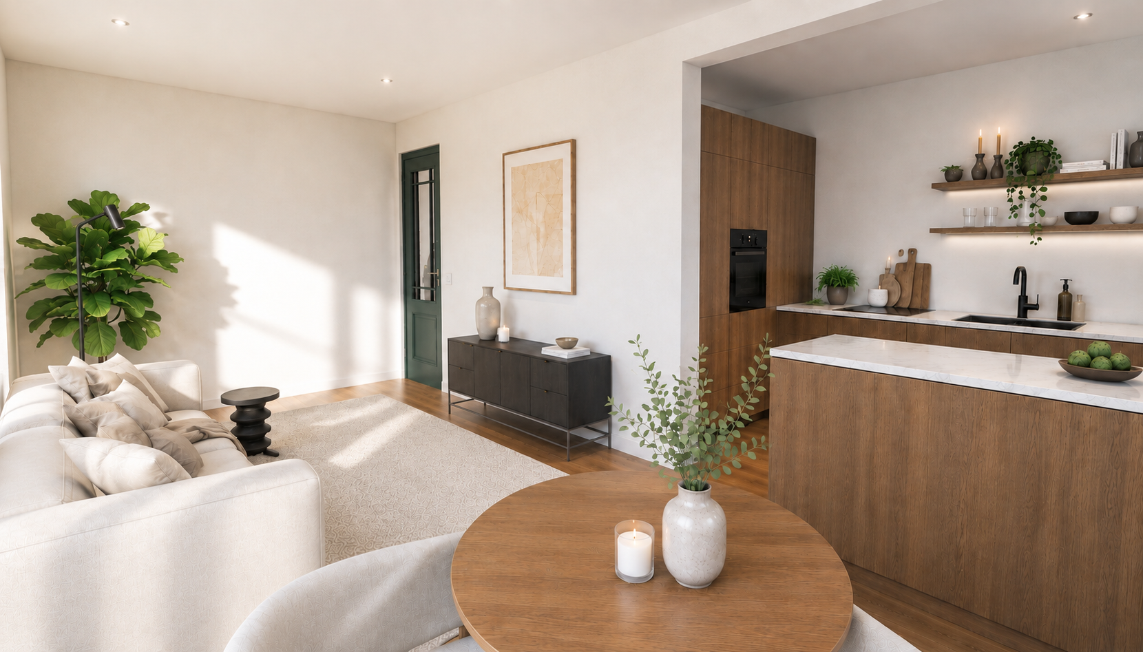 Van een kleine benedenwoning met een vreemde indeling naar een sfeervolle ruimte met open keuken. – foto 2
