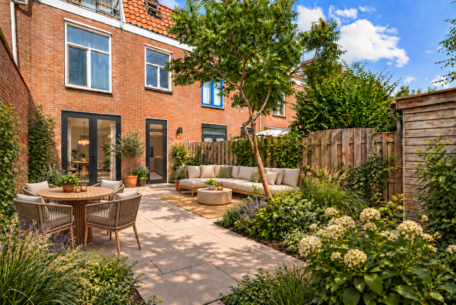 Tuin na de woningvisualisatie