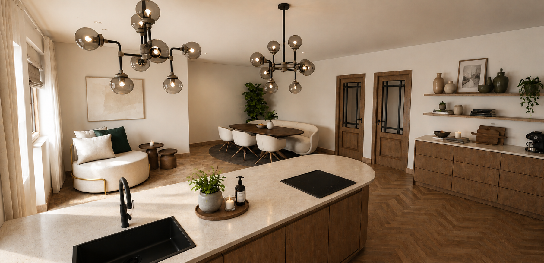 Van een gedateerde, oorspronkelijk dubbele woning naar een royale woonkeuken met ruimte voor een extra zitplek.