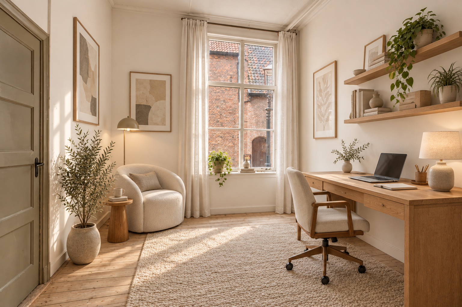 Werkkamer na de woningvisualisatie